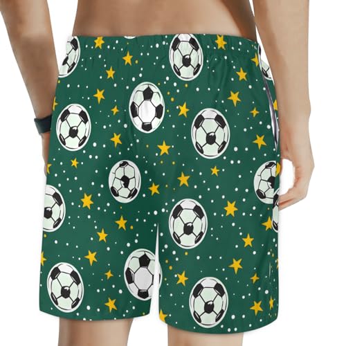 Men's Swim Trunks Size S Soccer Decal with Mesh Lining Soft Breathable Quick Dry Beach Shorts Bright Green2