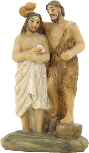 FADEDA Figuras de la Pasión: Bautismo de Jesús/Altura: 5 cm/Pintadas a mano/Figuras de Belén fieles - Decoración de mesa de Navidad Belén Accesorios