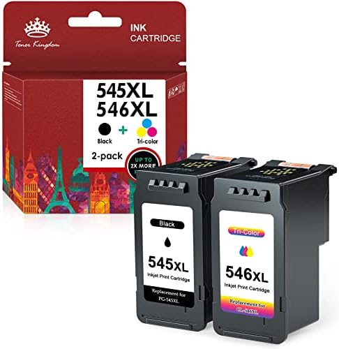 Toner Kingdom Compatible PG-545XL CL-546XL Replacement for Canon 545 546 XL Ink Cartridges for Canon Pixma TS3150 MG2550S MG3050 TR4550 TS3350 MG2950 MG2450 TS3151 TR4551 MX495 (1 Black 1 Tri-color)