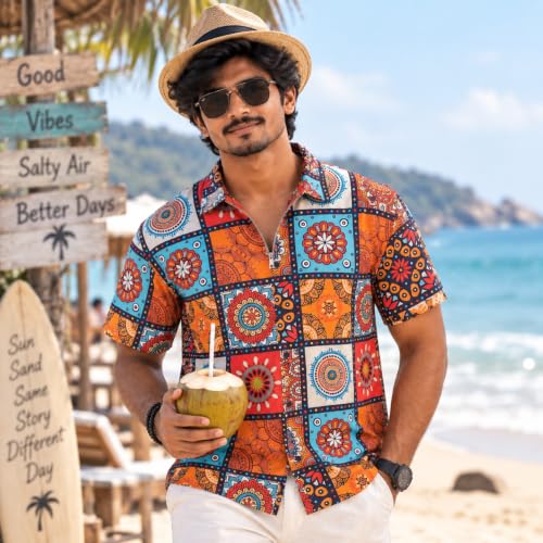 Image of BROWN CULTURE Printed Shirts for Men | Half Sleeve Shirt for Men's | Cotton Half Sleeve | Cotton Blend Shirts for Men | Casual Printed Shirt | Stylish Everyday Wear