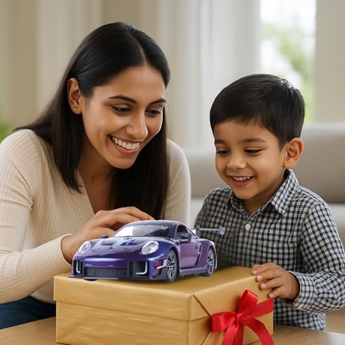 Image of Popsugar Door Opening Remote Control Car|Rechargeable 1200mAh Lithium Battery|C-Type Charging|75-Min Runtime|2.4G Long Range Remote (100+ ft)|HighSpeed RC Car|Gift for Kids|Made in India (Purple)