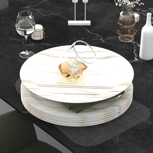 Image of Castleite Piccolo Melamine Dinner Plates Set of 6 - Full Size 11', Break Resistant, Round Designer Plate for Eating or Serving in Home, Kitchen Use or Cafe, Stainless (Rosin Cream)