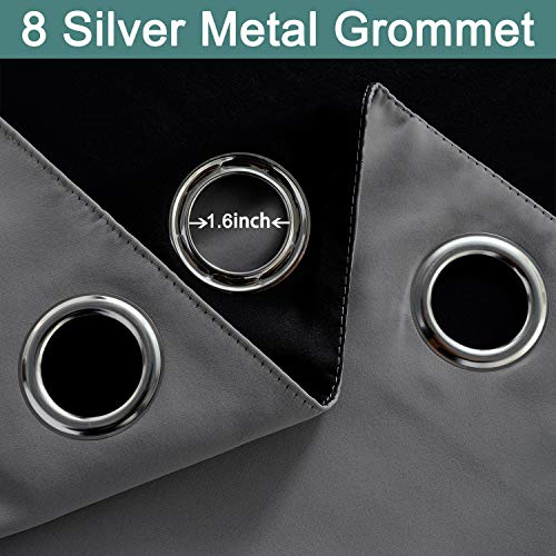 Image of Yakamok Soft and Smooth Full Shading Curtains, 100% Blackout Curtains for Bedroom, 2 Thick Layers Thermal Insulated Drapes with Black Liners (52Wx63L, Grey, One Pair)