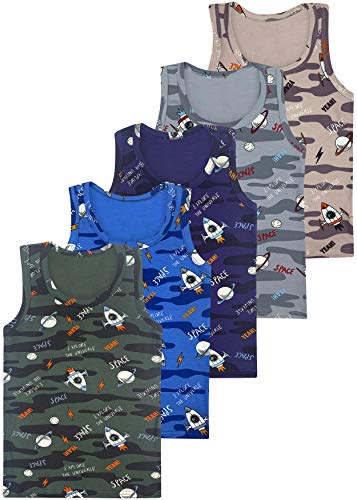 Preisvergleich Produktbild LOREZA ® 5 Jungen Unterhemden Baumwolle Tank Top - Basics (104-110 (4-5 Jahre), Modell 2-5er Pack)
