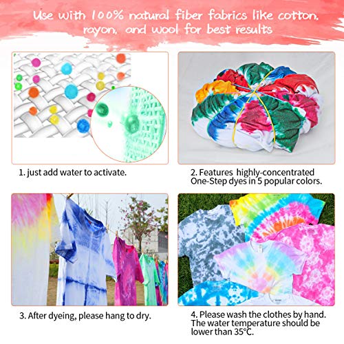 Tie Dye Kit Fabric Textile Paints - ESSORT 5 Colors Dying Set DIY Permanent Paint for Clothes Shirt Dress Family Friends Party Groups Activities