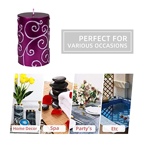 Zest Candle Pillar Candle, 3 By 4-Inch, Purple Scroll #TOP4