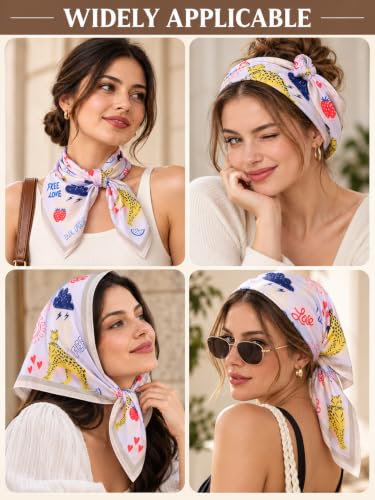 Image of Ravaiyaa - Attitude is everything Women Printed Silk Bandana 21 x 21 Inch Square Headband & Hair Wrap, Soft & Versatile | Fashion Neck Wrap