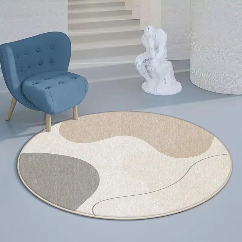 Tapis rond de style abstrait au design nordique esthétique premium de 200 cm