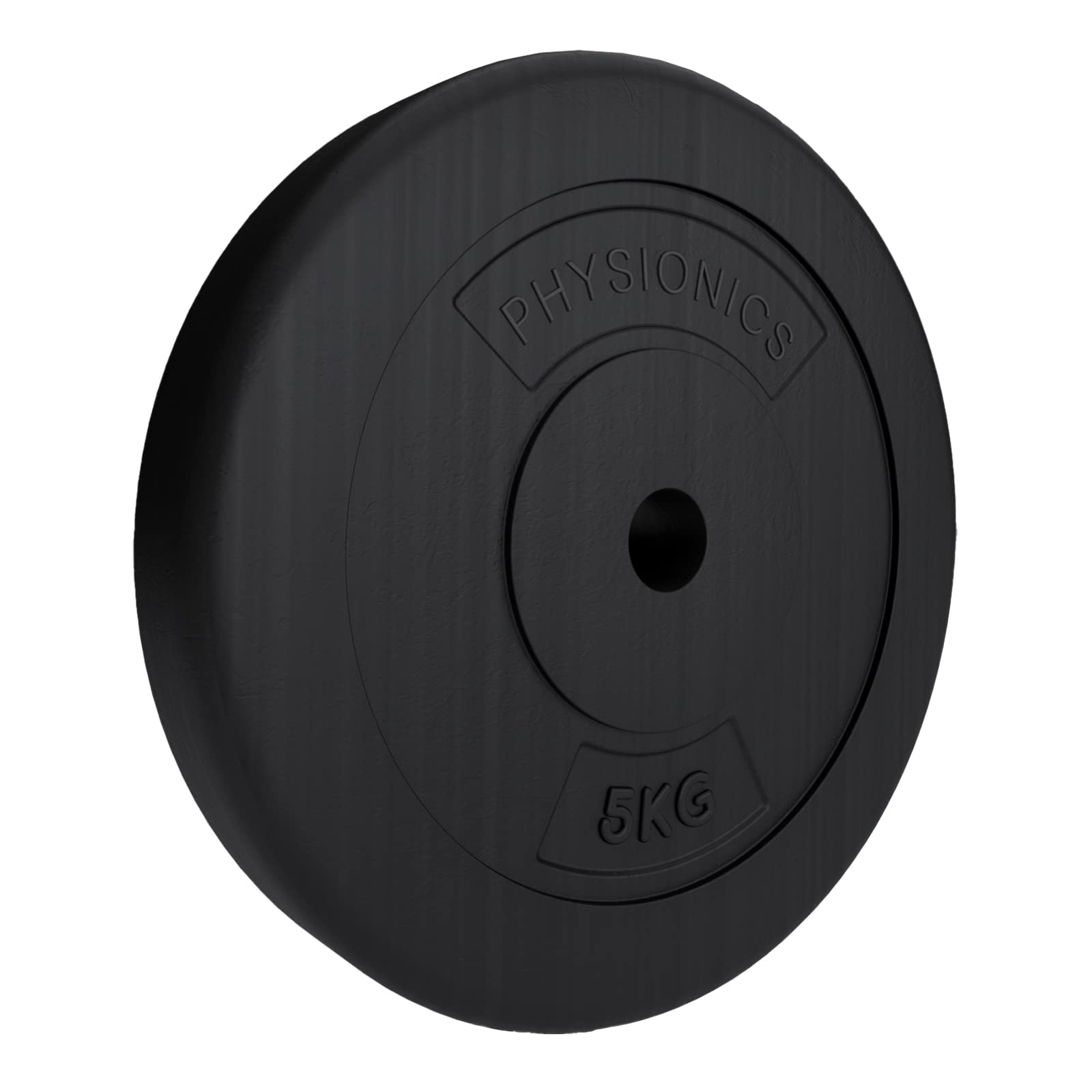 Physionics® Lot de 2 disques d'haltères (2,5 kg/5 kg/10 kg/15 kg), Ø 30 mm, plastique, noir, disques de poids pour haltères, haltères longues et haltères courtes