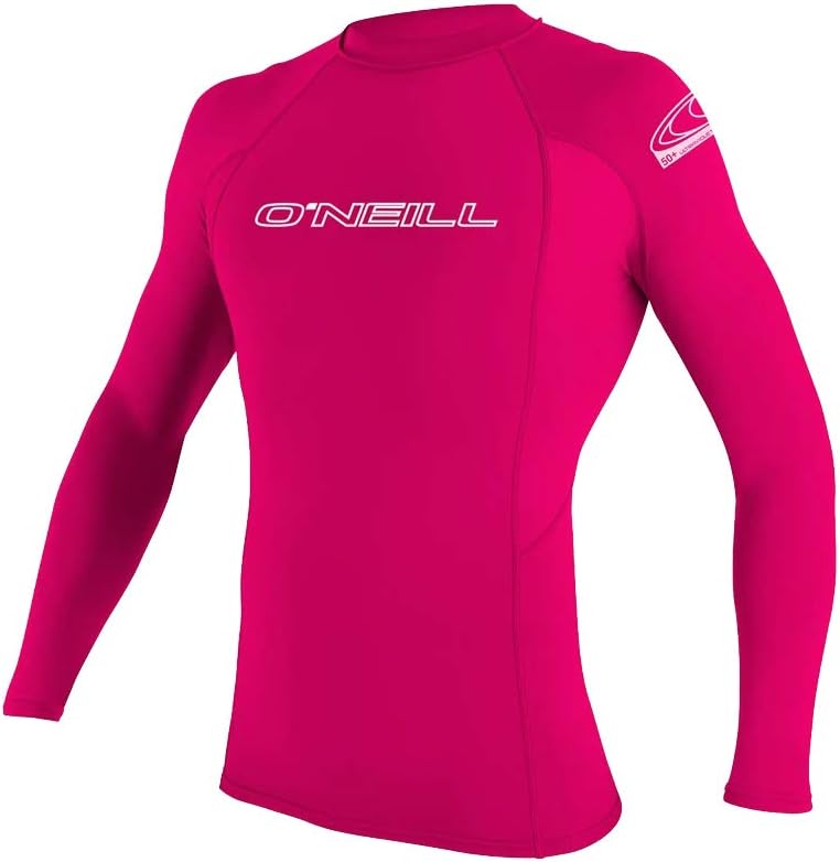 Youth Basic Skins Long Sleeve Rashguard, UPF 50+ Sun and Rash Protection for Surfing and All Outdoor Activities, Watermelon, 8