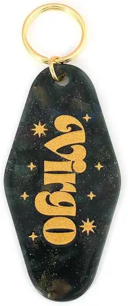 Astrological Leo Zodiac Sign Acrylic Keychain with Gold Stars