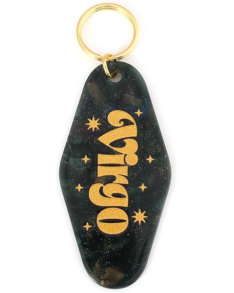Astrological Leo Zodiac Sign Acrylic Keychain with Gold Stars