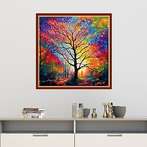 Image of Findvoor Stamped Cross Stitch Kits for Beginners Full Range of Cross Stitching Embroidery Pattern for Adults, 11CT DIY Needlepoint Embroidery Starter Kits-Moonlight Tree 17.7x17.7 inch