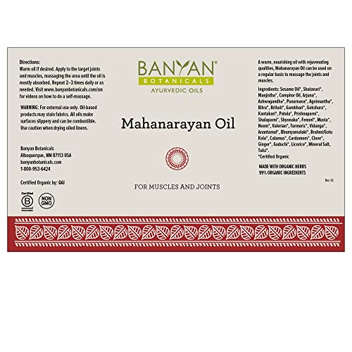 Banyan-Botanicals-Mahanarayan-Oil--99-Organic-Ayurvedic-Massage-Oil--Soothes-Sore-Muscles-Supports-Healthy-and-Comfortable-Joints-Tendons-Muscles--4oz--Non-GMO-Sustainably-Sourced-Vegan