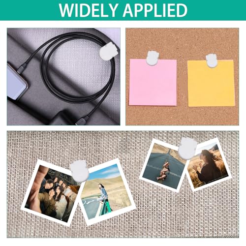 Image of 16pcs Cubicle Clips for Fabric Walls, Plastic Cubicle Hook, Push Pin Picture Hangers Panel Wall Clips for Hanging Photos Office Notes Memos Messages Frame (White)