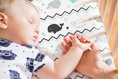 Pack N Play Stretchy Fitted Pack N Play Playard Sheet Set Brolex 2 Pack Portable Mini Crib Sheets,Convertible Playard Mattress Cover,Ultra Soft Material，Elephant & Whale #TOP5