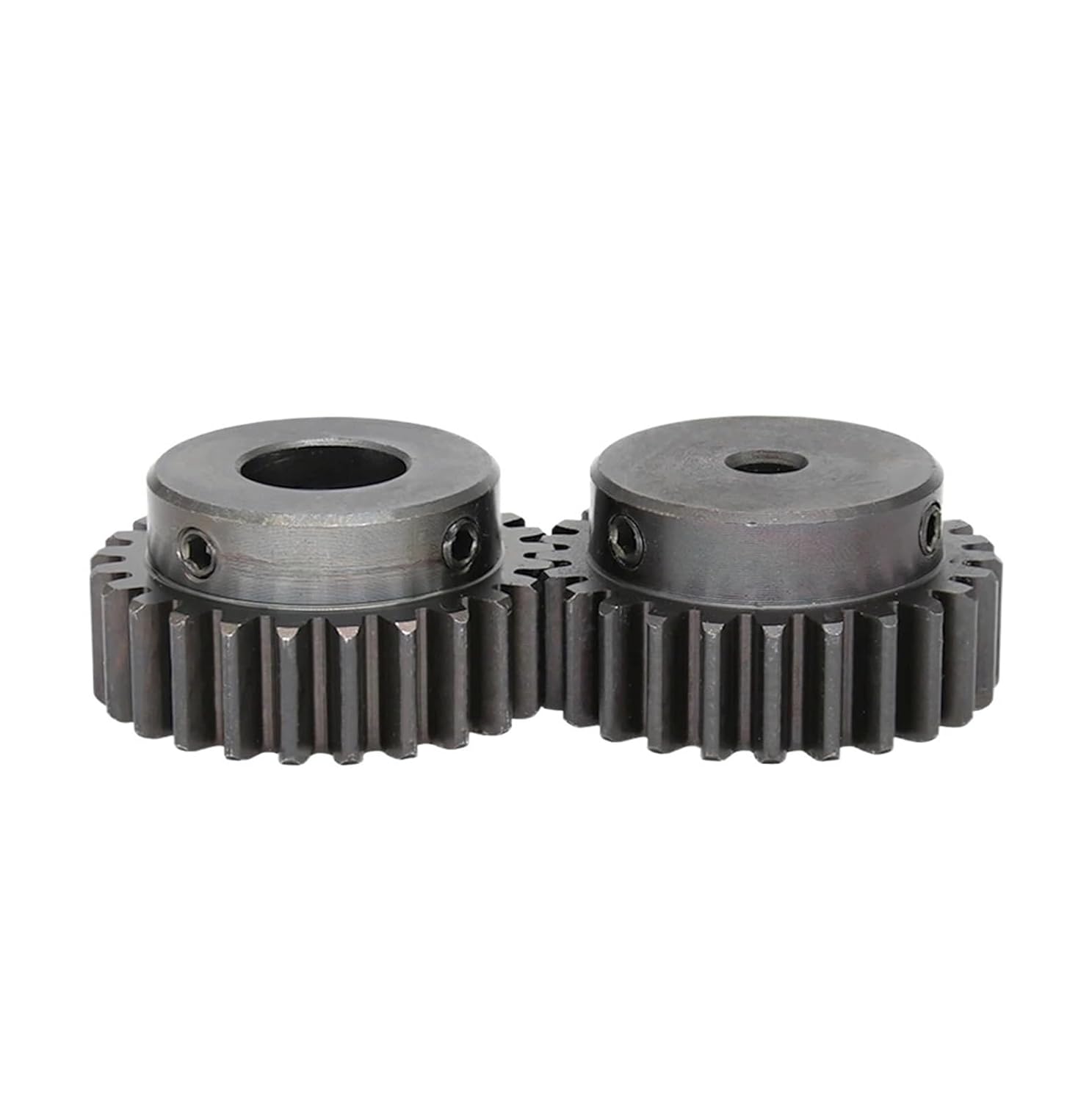 Bevel Gear Pinion Hardware Mechanical Cylindrical Gear 1.5M-23T/24T Bore 6.35mm Teeth Thickness 12 Mm Blackening Carbon Steel Gears for Transmission(1.5M24T)