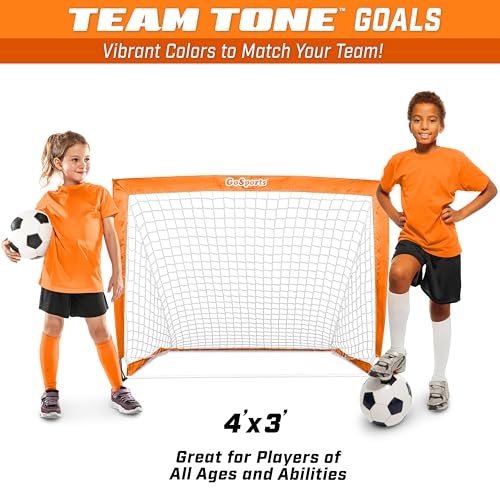 Image of GoSports Portable Soccer Goals for Kids - 13 Color Options - Choose 4 x 3 ft or 6 x 4 ft - Team Tone Pop Up Nets for Backyard