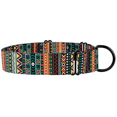 Collardirect Martingale Collars For Dogs Heavy Duty Tribal Pattern Adjustable Soft Safety Training Nylon Wide Pet Collar Medium Large (Pattern 1, L, Neck Size 15"-20") #TOP3