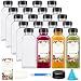 20 Packs Empty PET Plastic Juice Bottles 12 Oz BPA Free Reusable Clear Disposable Containers with Black Tamper Evident Caps Lids for Juice, Milk and Other Beverages