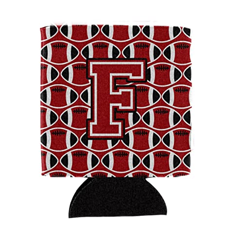 Caroline's Treasures CJ1073-FCC Letter F Football Red, Black and White Can or Bottle Hugger, Multicolor
