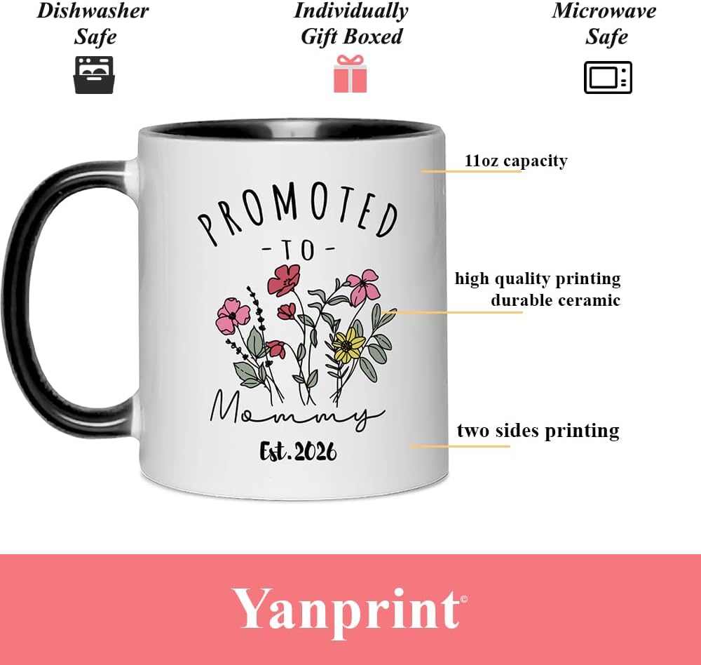 Promoted To Daddy Mommy 2026 Mugs, New Parents Gifts First Time 2026, Pregnancy Announcement Mug Set, Baby Announcement Gifts For Dad Mom Est 2026 Tea Cup 11 OZ - Image 5