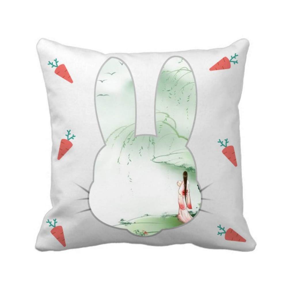 Lapin Aquarelle Style Chinois coussin bord de mer pour canapé