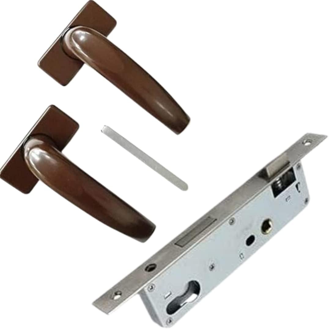 Robustline Aluminium Door Handle White with 20MM Lockbody, Heavy Duty Door Handle Set. (Brown)