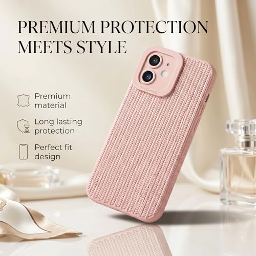 Image of amazon basics Luxury 3D Knitted Texture Soft Silicone Back Cover for iPhone 11 | Slim Fit Shockproof Case with Camera Protection & Non-Slip Grip - Pink