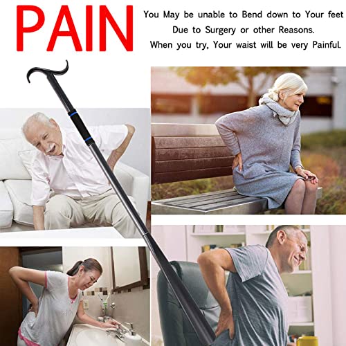 Dressing Stick Long Shoes Angle-Arthritis Aids For Daily Living Clothing Removal Tools For The Elderly-Sock Removal Tools With Horn And Anti-Slip Handle (Am0095-Blk) #TOP1