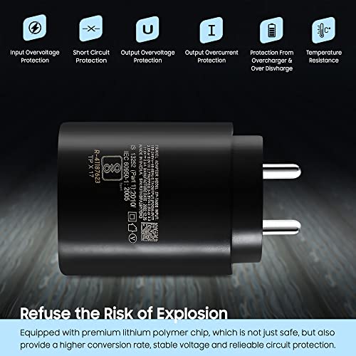 Image of Original 25W Type C Mobile Adapter Superfast Charging Compatible with Samsung S25 S20 FES20+S21S21+S21 FEM32M33 5GM34A05A15A35A54F14-Black with SIX Months Replacement Warranty