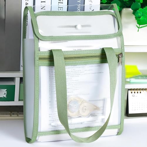 Image of Shuttle Art Transparent Vertical File Folder Tote Bag - 13-Pocket Expanding Accordion A4 Document Organizer with Zipper Pocket, Waterproof Office /School Storage Bag, Multi-Color Document Carrier