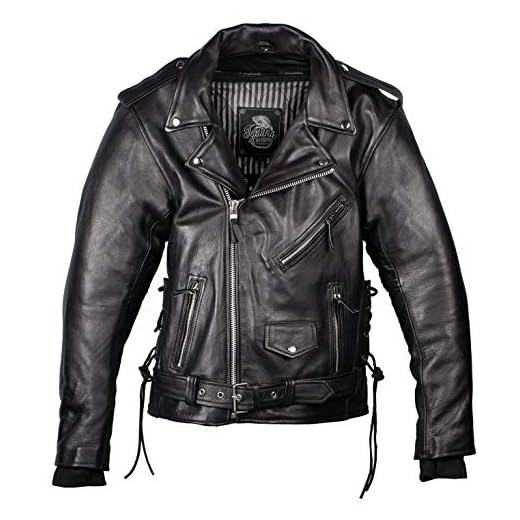 IGUANA CUSTOM - Chaqueta de moto de piel para hombre de estilo rockero CRUZADA de cuero de primera calidad, con protecciones y forro térmico desmontable. (3XL)