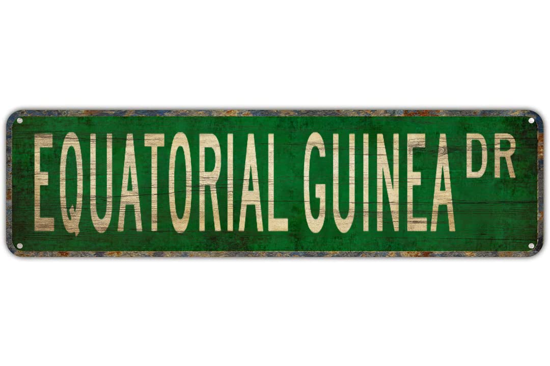 EQUATORIAL GUINEA DR Vintage Tin Signs Art Plaque Aluminum for Bedroom Kitchen Garden Wall Bar Club Coffee Hanging Home Decor 4x16 Inch