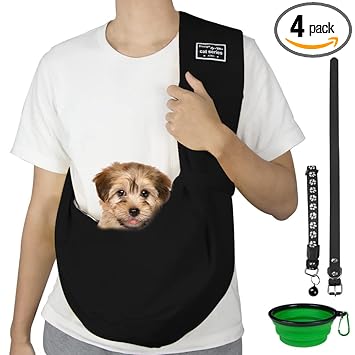 Muasecgow cat and Dog Sling Carrier Hands Free?Sturdy Washable with Safety Buckle pet Outdoor Travel Bag Soft Pouch and Tote Design (Black)