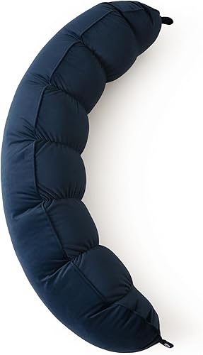 Miniatura 43 de Peallow(Pat. Pend) - Almohada larga redonda para adultos, almohada de apoyo suave y de apoyo para dormir y soporte lumbar (gris-blanco, 47 pulgadas)