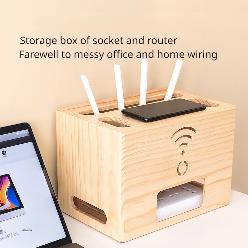 Organizator kablowy, router biurkowy, pudełko do przechowywania WiFi, bez dziurkowania, masywnego drewna, szafka na telewizor, blokowanie i przechowywanie Pudełko do zarządzania kablami do biurka,