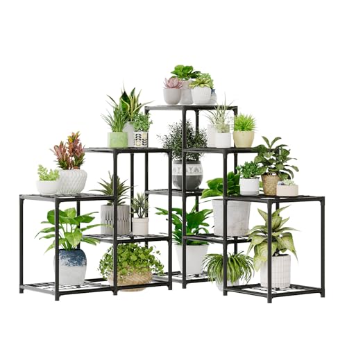 Image of Bamworld Corner Plant Stand Indoor Metal Plant Shelf 5-Tier 11 Potted Flower Shelves Garden Black Plant Holder Rack for Garden Living Room Patio Morden Home Decor Gardening Gifts