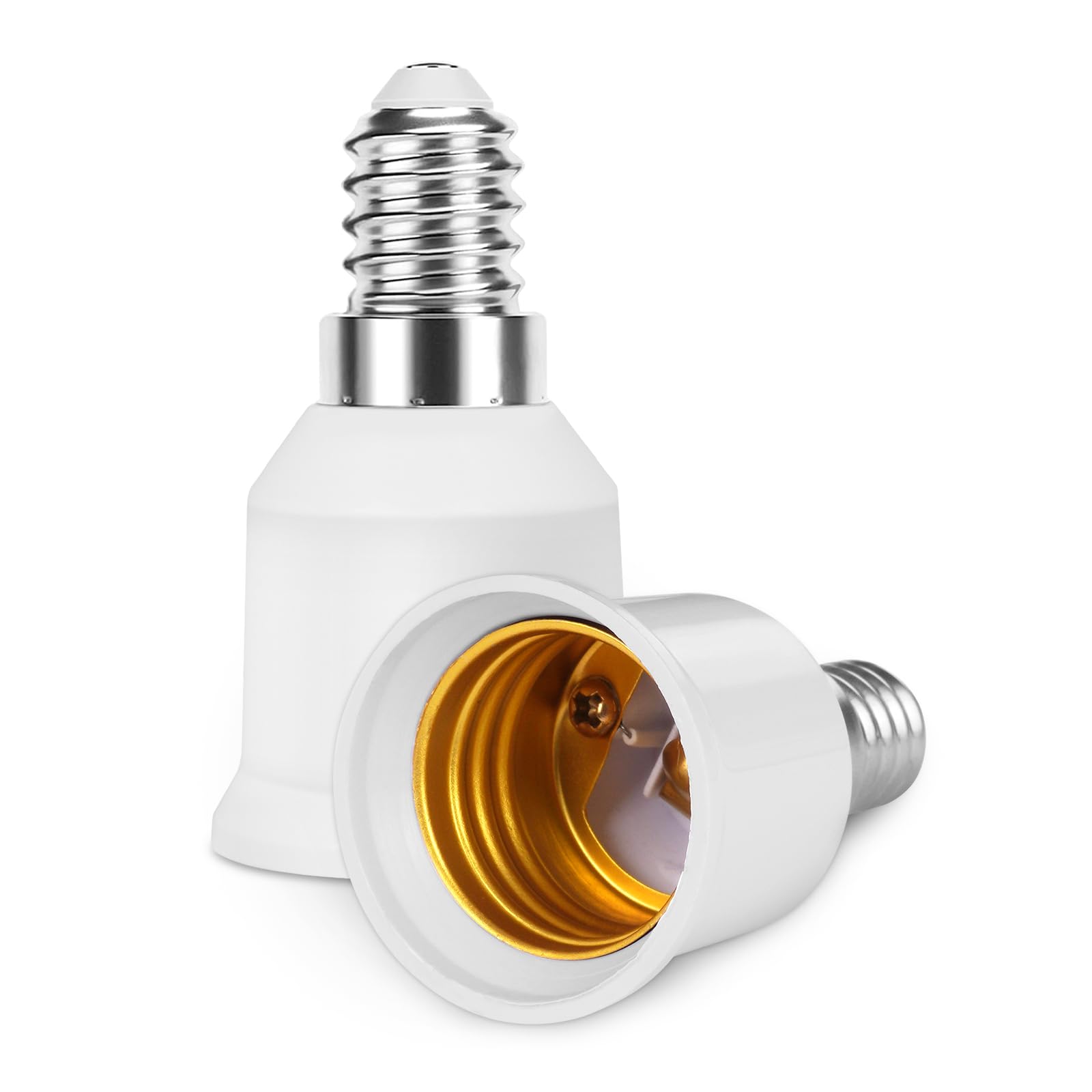 AUAUY E14 auf E27 Sockel Adapter Konverter, kleine Schraube auf Schraube Edison-Glühbirnen-Konverteradapter, SES auf ES-Adapter für Glühlampen, LED-Lampen, 2er-Pack