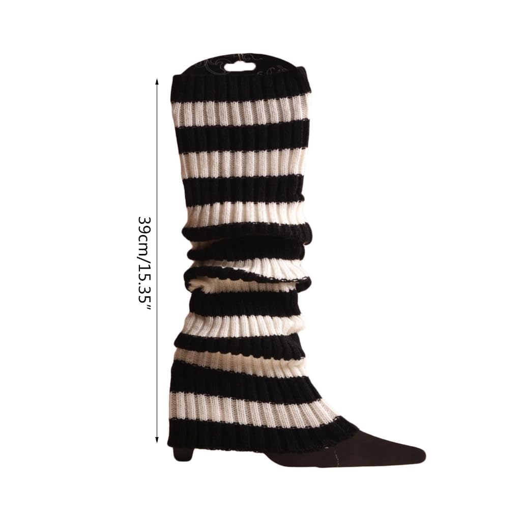 Fall Winter Ribbed Leg Warmers Stylish Fancy 80s Party Dance Stretchy Colorful Long Socks for Women