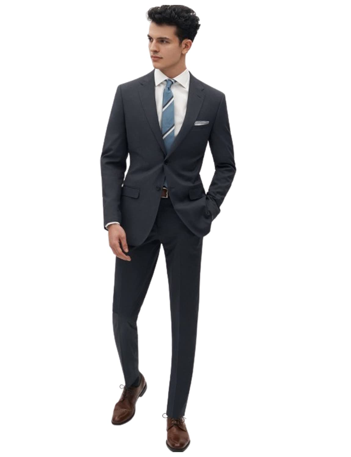 Uomo Singolo Petto Button Suit Notch Risvolto Giacca Pantaloni riunione di Natale