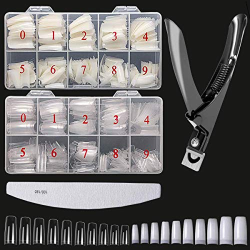 1000pcs Nail Tips Acrylic Flake Nails Artificial Half Cover Nail Tips with Box False Nail Tips for Nail Salons and DIY Nail Art at Home