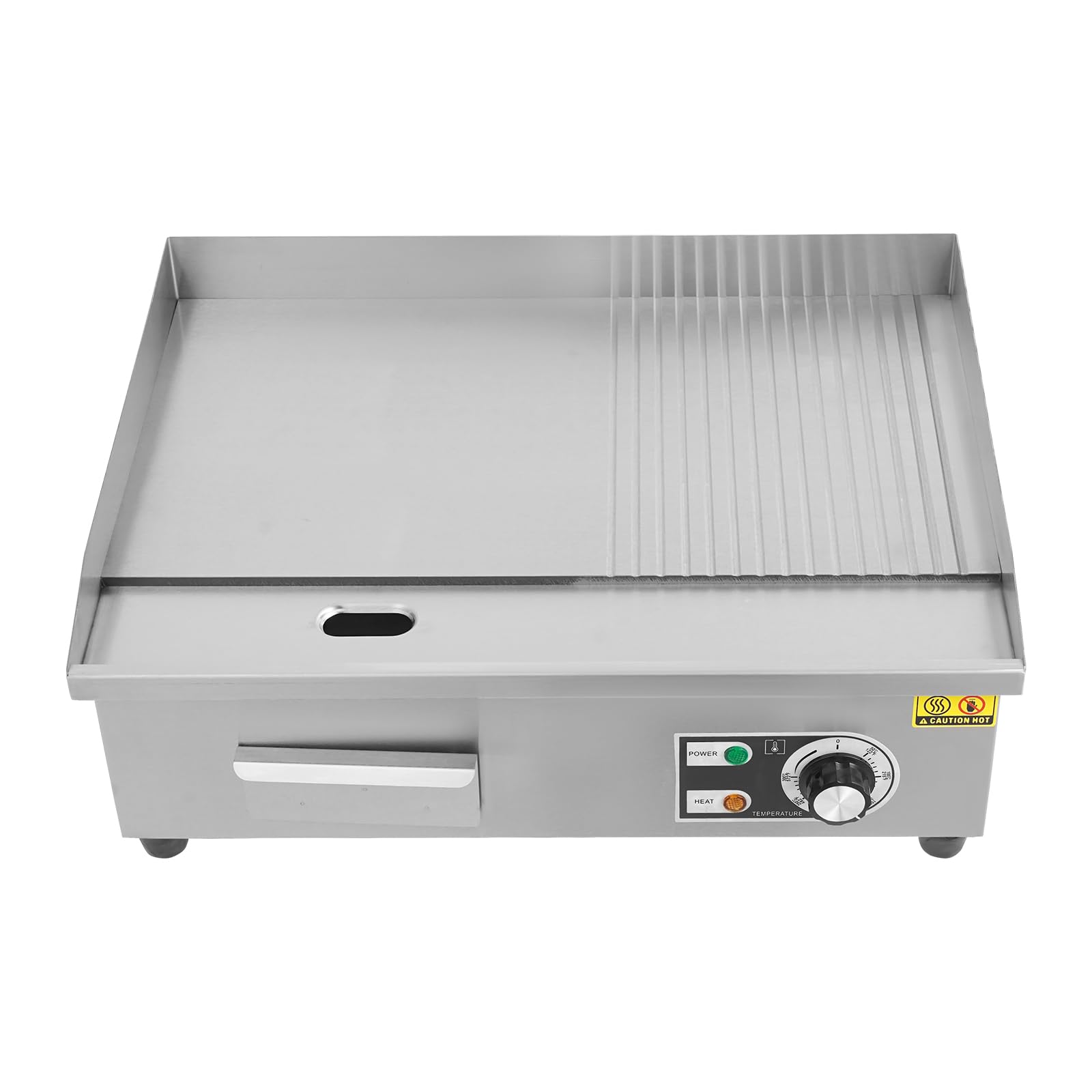 Griglia elettrica da 3000 W, griglia elettrica commerciale, in acciaio inox, temperatura regolabile con protezione grasso, griglia elettrica da tavolo, ciotola per barbecue argento