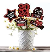 Ylapagne 9-Pack Graduation Cake Toppers – Black & Gold Acrylic GRAD 2024 Caps, 5 Inch Tall - View #7