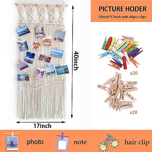 Tenewee PHOTO 2 Hanging Photo Boho Wall Decor Macrame Picture Frames Photo Collage Frame Wall Decor thumb #3