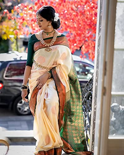 Image of SGF11- Women's Kanjivaram Woven Soft Silk Saree With Blouse Piece