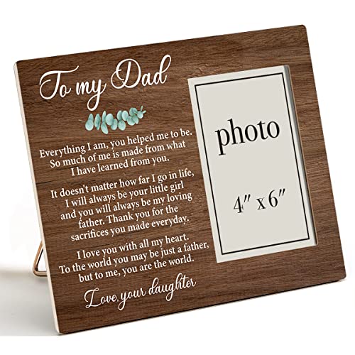 Zauly to My Dad Wooden Picture Frame Gift from Daughter, Father Love Quote Wood Photo Frame Gifts...