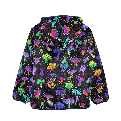 Bright Colorful Mushroom Boys Fleece Hoody Jacket Zip Up Coat Warm Fall Winter Plush Jacket Long Sleeve Outerwear2