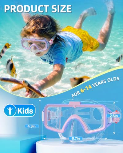 Kids Goggles with Nose Cover,Anti-Fog Swimming Goggles for Kids 6-14 - image 2