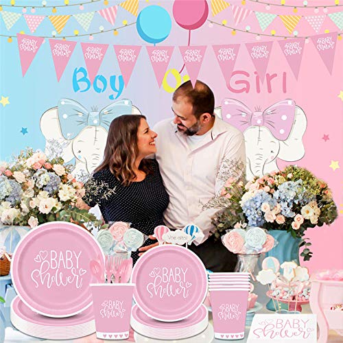 Amycute Babyshower decoratie voor meisjes, babyshower partyset roze, babyshower decoratie, inclusief borden, bekers… - Image 6